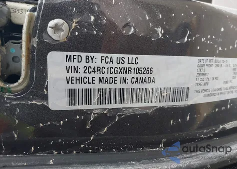 2022 Chrysler Voyager Lx из США, поврежденный, VIN 2C4RC1CGXNR105266